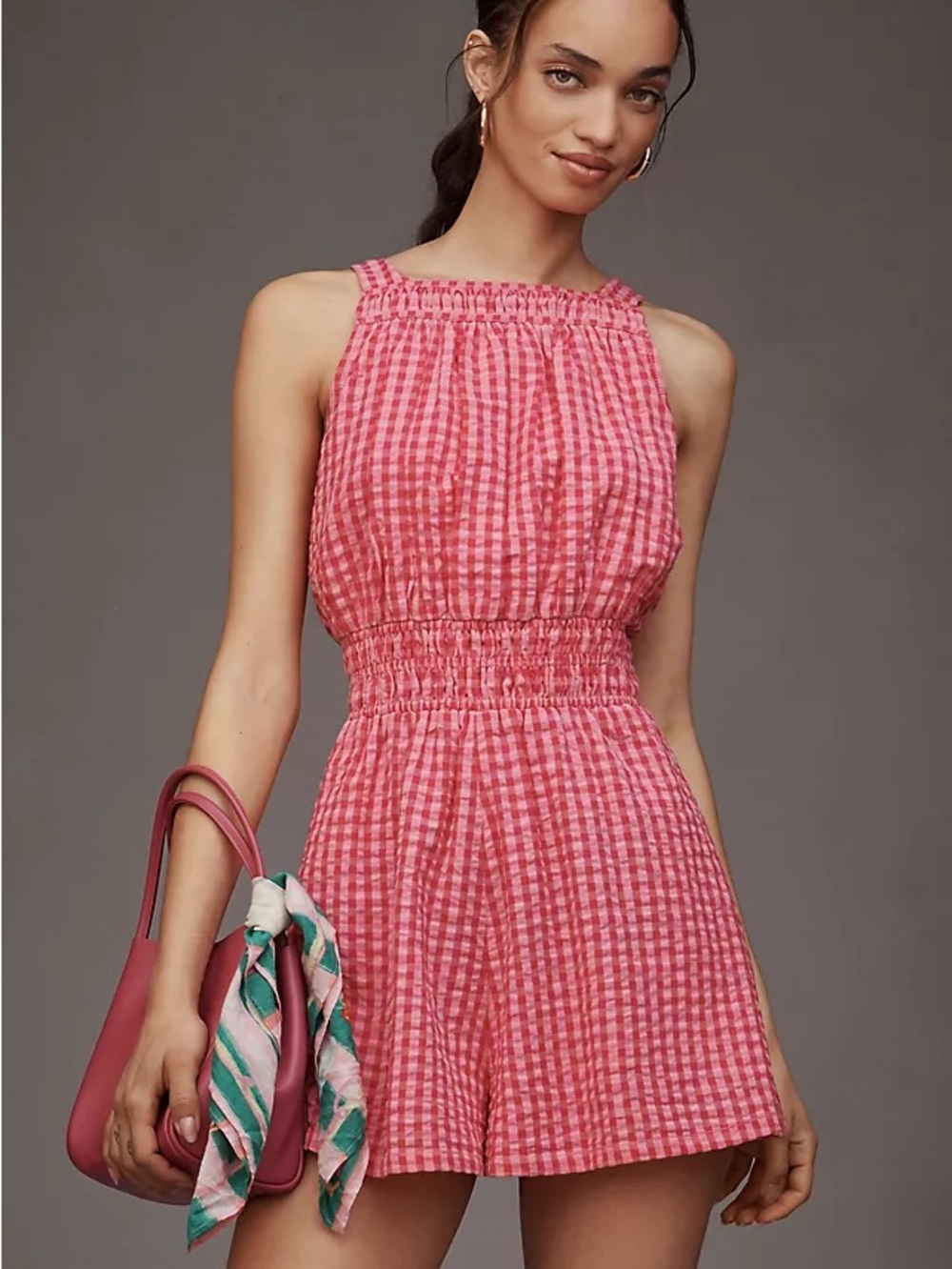 Anthropologie Somerset Gingham Romper size Large